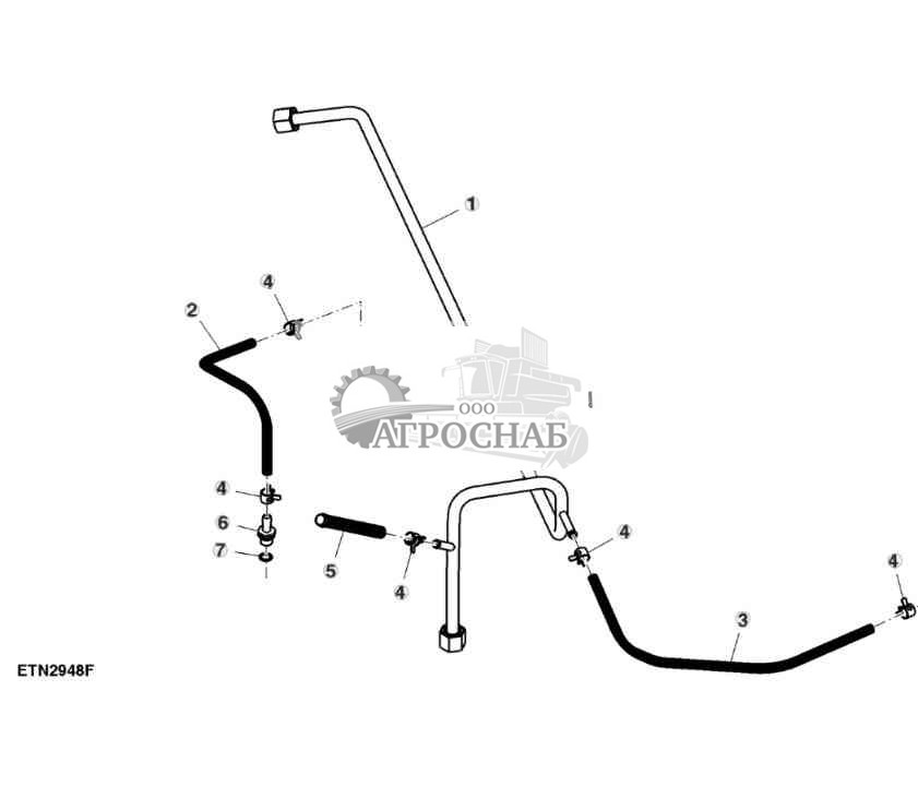Смазочные трубопроводы моста и муфты PTO 